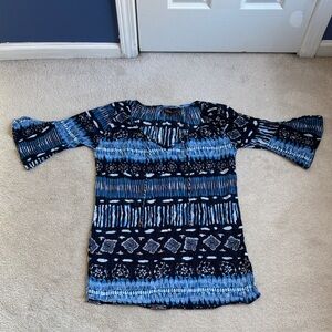 J.A. Sport Printed Cotton Cover-Up Tunic Dress Size Large Boho Swim Beach Summer